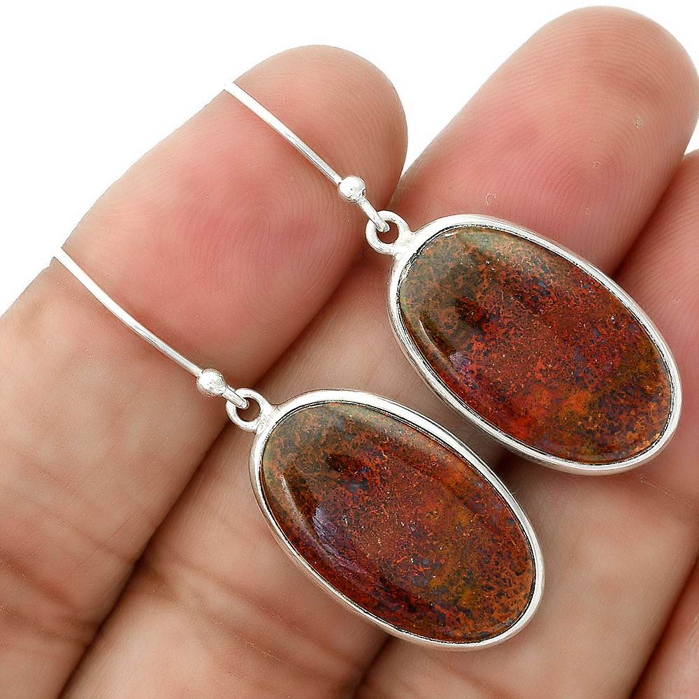 Natural Red Moss Agate Earrings