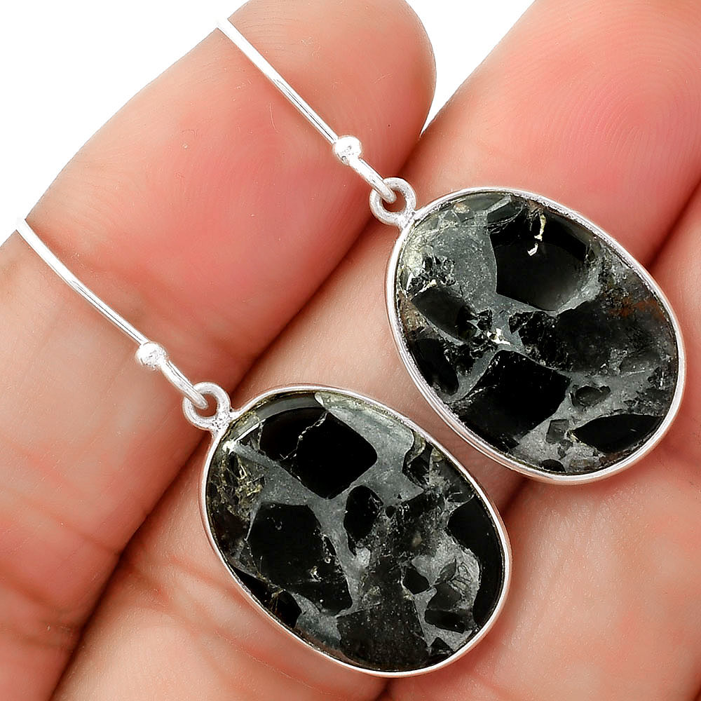 Obsidian And Zinc Earrings