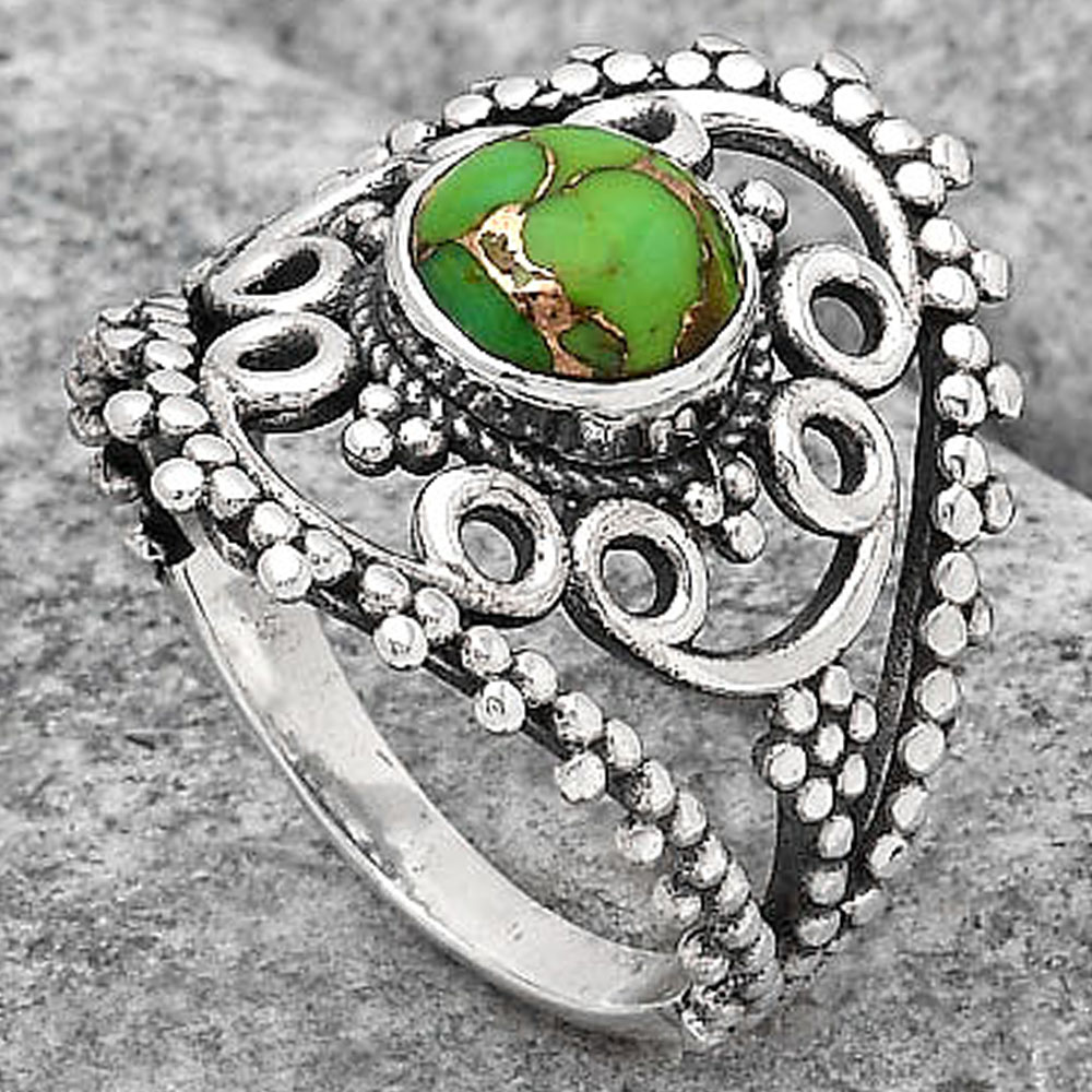 Details about  / Green Copper Turquoise Ring 925 Sterling Silver Ring Boho Ring All Size BM-363