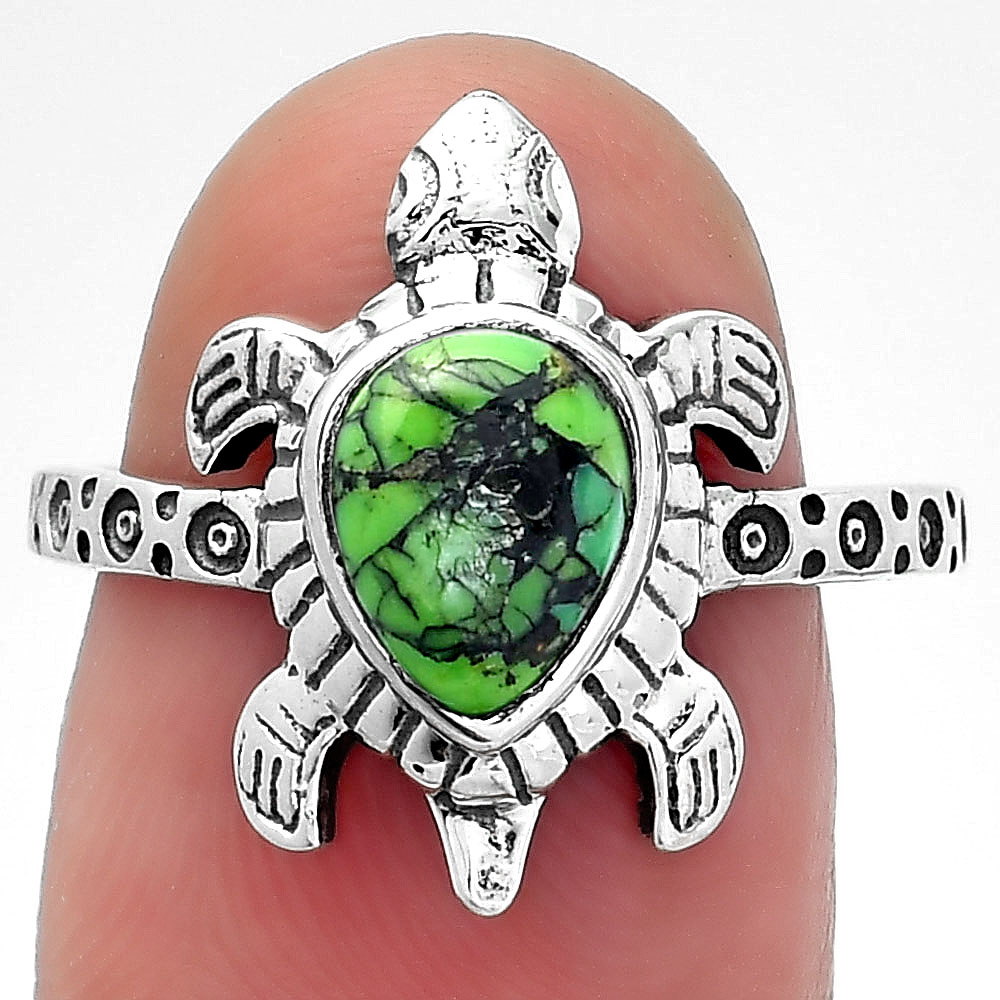 Tortoise - Green Matrix Turquoise Ring