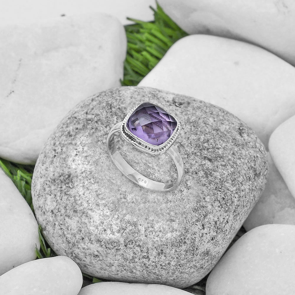 Faceted Pink Amethyst Ring
